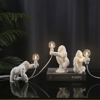 Настольная лампа с животными King Kong Gorilla Light, украшение из смолы для помещений, Маленькие ночные светильники, Креативные поделки, Настольная лампа с гориллой 3