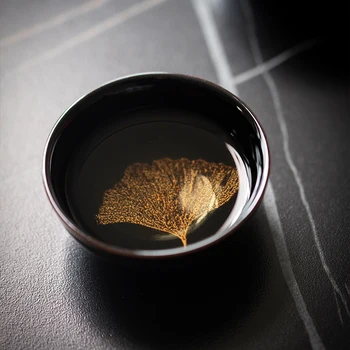 Фарфоровый бытовой чайный сервиз из деревянных листьев Тяньму, чай кунг-фу, креативный чайный сервиз высокого класса, подарок ко Дню отца 15