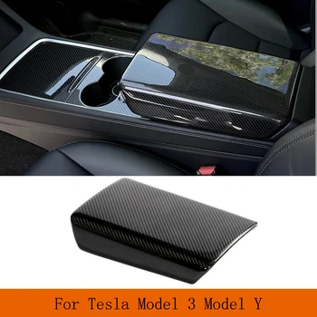 Крышка коробки центрального управления салона автомобиля Для Tesla Model 3 Model Y 2017-2023, Дополнительная Внутренняя отделка из сухого карбона 11