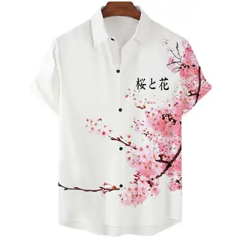 2023 Рубашка с цветами, Гавайская рубашка, Мужская одежда, Свободные Дышащие Мужские рубашки, Летняя Мужская рубашка, Уличные Повседневные топы с коротким рукавом, 5xl 3