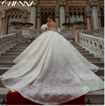 Сексуальное свадебное платье с глубоким V-образным вырезом и открытой спиной, роскошное платье невесты с блестящими пайетками, скромное классическое свадебное платье Robe De Mariée