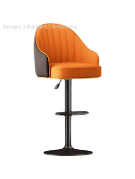 Легкий роскошный барный кресельный подъемник, вращающийся Современный простой высокий стул для домашнего бара, стойка регистрации, барный стул со спинкой для кассира 12