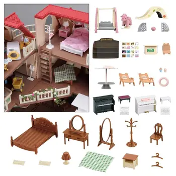 Мебель для моделирования своими руками Мультяшная домашняя сцена в масштабе 1/12 Кукольный домик Игрушки Лес Монтессори Семейные Игрушки Девочка 10