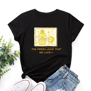 Модная женская хлопковая футболка с забавным фруктовым рисунком, круглый вырез, свободные женские топы большого размера с коротким рукавом 12