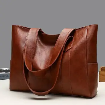 Модная женская сумка с ручкой, винтажная сумка через плечо из искусственной кожи, женская роскошная сумка, сумка через плечо большой емкости для женщин Q562 10