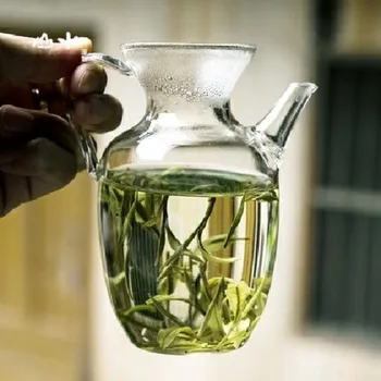Бутылки для воды Из Термостойкого стекла, Фильтр для зеленого чая, Диспенсер для чая, Посуда для напитков, Кухня, Прозрачная Простая 13