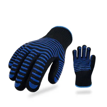 1 пара силиконовых перчаток для барбекю Высокая термостойкость, защита от ошпаривания 500 Градусов Теплоизоляция для барбекю Перчатки для микроволновой печи 11