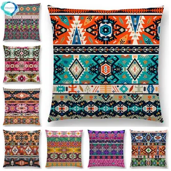 Красочные бесшовные декоративные принты ацтеков, наволочка для дивана, необычный абстрактный геометрический векторный узор, племенной чехол для подушки 7