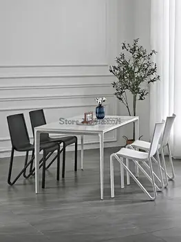 Пластиковую спинку стула можно складывать Скандинавский современный минималистичный обеденный стул для дома, маленькой квартиры, дизайнерский стул для отдыха 4