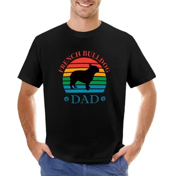 ПАПА французского бульдога-футболка с принтами заката и лап, мужская одежда, футболка blondie, мужская футболка 6