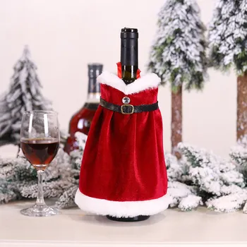 Рождественские украшения, реквизит для переодевания на кухонном столе, клетчатый набор, набор бутылок красного вина, сумка для бутылок вина 5