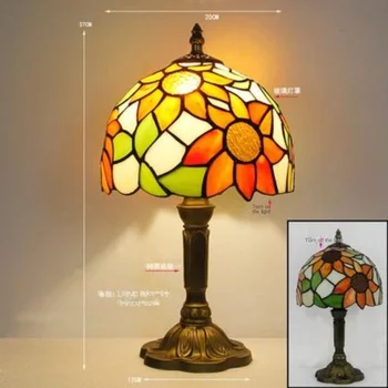 Светодиодная кнопка Европейская Средиземноморская Ретро Настольная лампа Tiffany Glass Прикроватная лампа для чтения в спальне Свадебный подарок Индивидуальность 3