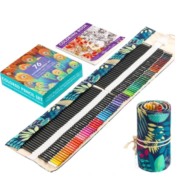 72шт Цветной карандаш Премиум-класса, набор цветных карандашей ручной работы, Холщовая упаковка для карандашей, Дополнительные аксессуары В комплекте, Карандаши для праздничных подарков 9