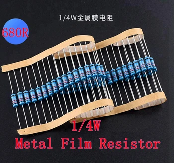 (100шт) 680R Ом 1/4 Вт Металлический пленочный Резистор 680R Ом 0,25 Вт 1% ROHS 9