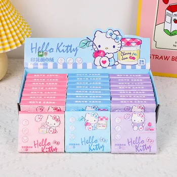 Sanrio 24шт Сумка для туалетной бумаги с рисунком из мультфильма, переносное тканевое полотенце, натуральная салфетка из древесной массы Pochacco Hello Kitty 9