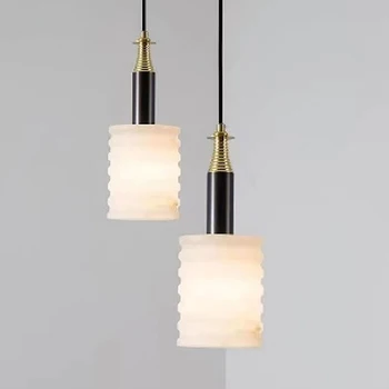 Подвесной светильник из скандинавского мрамора, роскошная медная креативная прикроватная тумбочка для спальни, подвесной светильник для столовой, бара, кухни, внутреннего освещения 1
