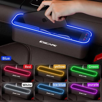 Коробка для хранения автокресел Gm с атмосферной подсветкой для Ford Escape, Органайзер для чистки автокресел, USB-зарядка для сидений, Автомобильные аксессуары 14
