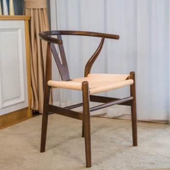 Офисные обеденные стулья из ротанга в скандинавском стиле, современные эргономичные обеденные стулья, Кухонная деревянная мебель Sillas Comedor для дома SR50DC 5