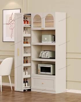Шкаф-буфет из массива дерева в стиле cabinetsCream со встроенным швом у стены, высокий шкаф, многофункциональная кухня, r 10