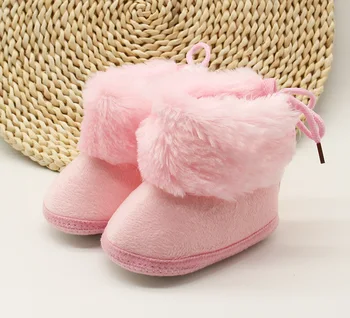 Мама и малыш 0-18 м, зимние сапоги для новорожденных девочек, нескользящая зимняя теплая обувь из искусственного меха на шнуровке 2