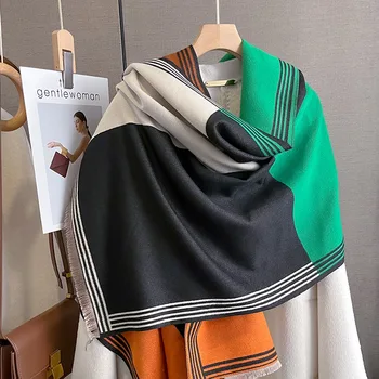 Толстое кашемировое одеяло, Женский шарф, Теплая шаль из пашмины, Зимние обертывания, Bufanda, Модное пончо с принтом для путешествий, дизайн 2023 года