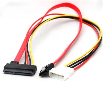 Комбинированный 15-контактный кабель питания SATA и 7-контактный кабель для передачи данных, 4-контактный кабель Molex к Serial ATA, адаптер питания Molex к Sata, 44 см