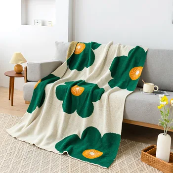 Солнечный цветок Изысканный дизайн, Вязаное коралловое одеяло в стиле Nodic, Всесезонное Постельное белье, Офисный диван, покрытие для кондиционера в комнате 9