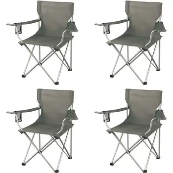 Складные походные стулья с сетчатым подстаканником, набор из 4 штук, 32,10x19,10x32,10 дюймов