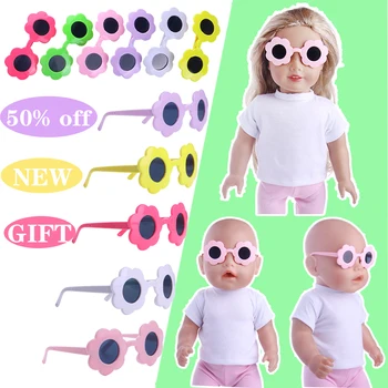 Прекрасные солнцезащитные очки в цветочек, многоцветные модные вещи для 18-дюймовой американской куклы и 43-сантиметровой куклы-Реборна, подарок на День рождения для игрушки для собак 14