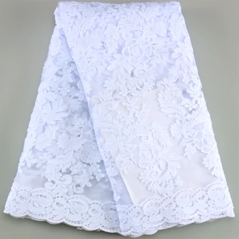 Чистый белый Французский Тюль Кружевная Вышивка Африканские Блестки Кружевная Ткань 2023 Высокое Качество Нигерийское Свадебное Платье Для Вечеринок Пошив 2