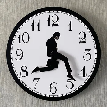 Часы Время ходьбы Бизнесмен Портфель Модное украшение Немой Деревянные настенные часы 7
