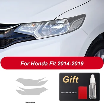 Защитная пленка для автомобильных фар из 2 предметов для Honda Fit GK5 Jazz 2014 2015 2016 2017 2019 прозрачные черные аксессуары с наклейками из ТПУ 4