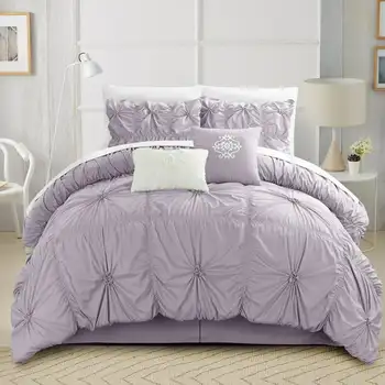 Дизайнерское одеяло Hyatt из 6 предметов с цветочными складками и оборками, , Лаванда 10