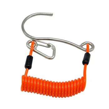 Крюк для рафтинга с одной головкой, рифовый крюк из нержавеющей стали, Спиральный пружинный шнур, аксессуар для безопасности при погружении - Оранжевый 11