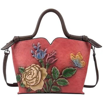 Модные женские сумки через плечо с цветочным рисунком, роскошная сумочка, женские сумки, дизайнерская сумка через плечо, женская сумка из натуральной кожи 11