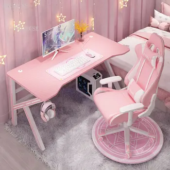 Розовый Настольный Компьютерный стол Игровой стол Набор для стола и стула в спальне Офисный стол Домашний Студенческий рабочий стол в общежитии U 4