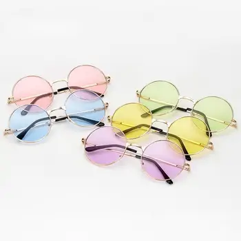 1шт Солнцезащитные очки для вождения автомобиля в стиле ретро, круглые Металлические солнцезащитные очки, мужские Женские Модные очки, Очки для водителя, Брендовая дизайнерская обувь