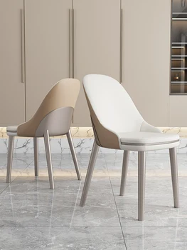 Итальянский минималистский обеденный стул Современный минималистичный повседневный стул со спинкой Легкий роскошный обеденный стул с мягкой сумкой из розового золота 6