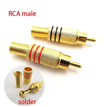 6 шт./лот 3 Пары позолоченных штекерных разъемов RCA Аудио-видео Разъемы адаптера Тип припоя для кабеля RCA 6