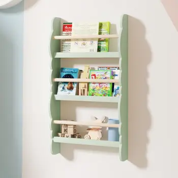 Детский книжный шкаф, 3-ярусный деревянный настенный книжный шкаф, Подвесной шкаф для хранения, держатель дисплея для гостиной, игровой комнаты 9