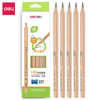 Школьные карандаши Deli, 1 коробка (6ШТ + точилка) Набор треугольных карандашей HB Jumbo Карандаши для детей 58124