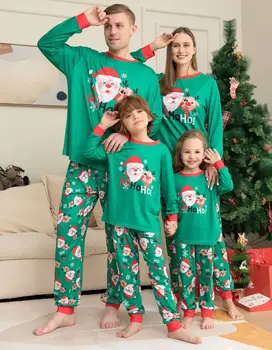Комплект рождественских семейных пижам с буквенным принтом Санта-Оленя, подходящая одежда для семьи 2023, Одежда для собак Christmas Family Pj's