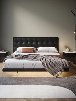 Современная мебель для спальни Для хранения интерфейса двуспальной кровати и выдвижных ящиков Тканевое изголовье деревянных кроватей 7