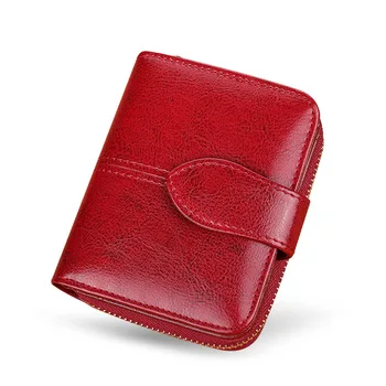 Модный женский кошелек из натуральной кожи, женский кошелек с застежкой-молнией, дизайнерский карман для монет, держатель для карт, кошелек, красные, черные кошельки для женщин 14