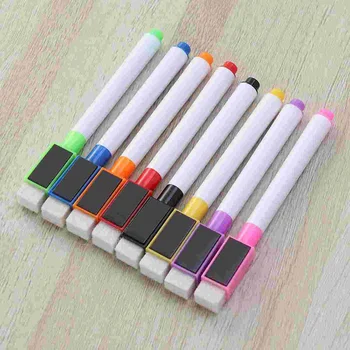 8шт Магнитная красочная ручка для белой доски, маркеры для мини-белой доски, встроенный ластик, школьные принадлежности, детская ручка для рисования (розовая), 10