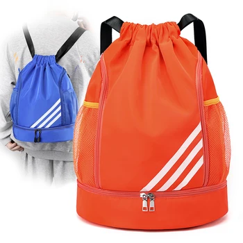Водонепроницаемый рюкзак на шнурке для фитнеса, баскетбольный футбольный рюкзак с отделением для мяча и обуви, спортивная сумка для мужчин, мягкая сумка для спортзала 4