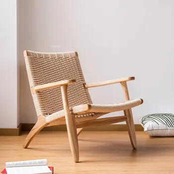 Стулья для гостиной из скандинавского ротанга, Японская мебель для дома, кресло для отдыха на балконе, Ленивый Односпальный диван, кресло для столовой отеля, стул 5