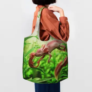 Многоразовая хозяйственная сумка Axolotl, женская холщовая сумка-тоут, прочные сумки для покупок с животными-саламандрами, сумки для фотографий