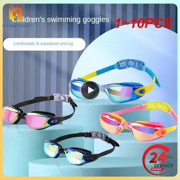 1 ~ 10ШТ Профессиональные Красочные Детские Силиконовые Плавательные очки с защитой от запотевания, УФ-излучения, Водонепроницаемые Силиконовые очки для плавания 10