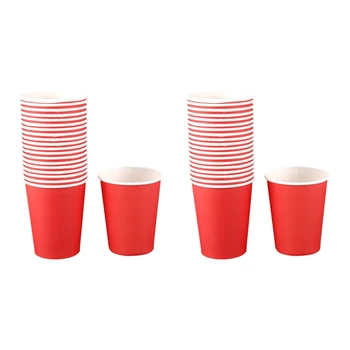 40 бумажных стаканчиков (9 унций) - Однотонная посуда для вечеринки по случаю дня рождения (красная)